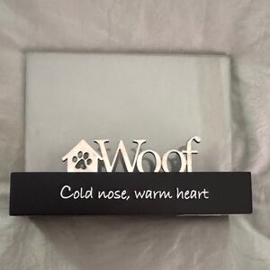 Wooden 'and acrylic Woof' Dog Picture frame Black & Silver holds 4x6 picture